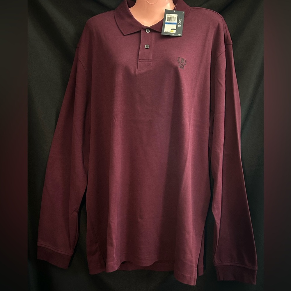 Izod Men's Long Sleeve Polo Shirt Maroon XL NWT